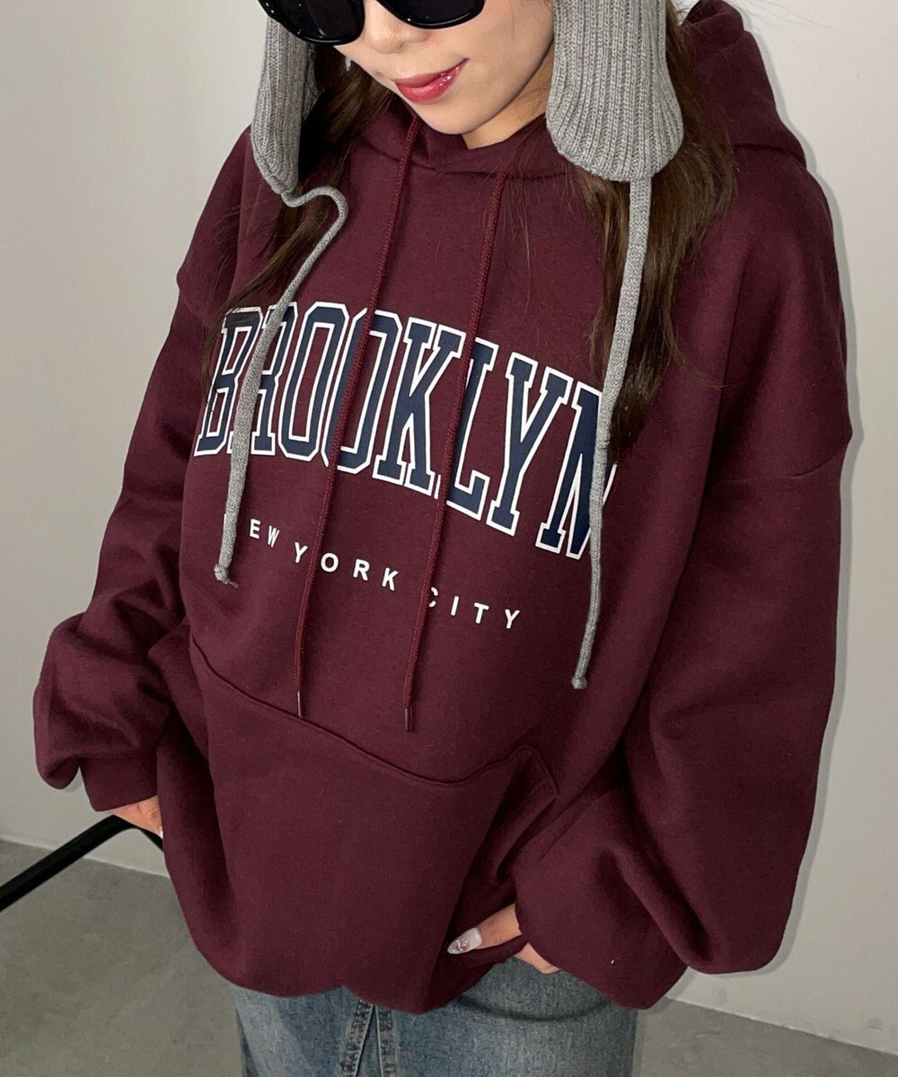 WEGO 【裏起毛】BROOKLYNロゴビッグパーカー 