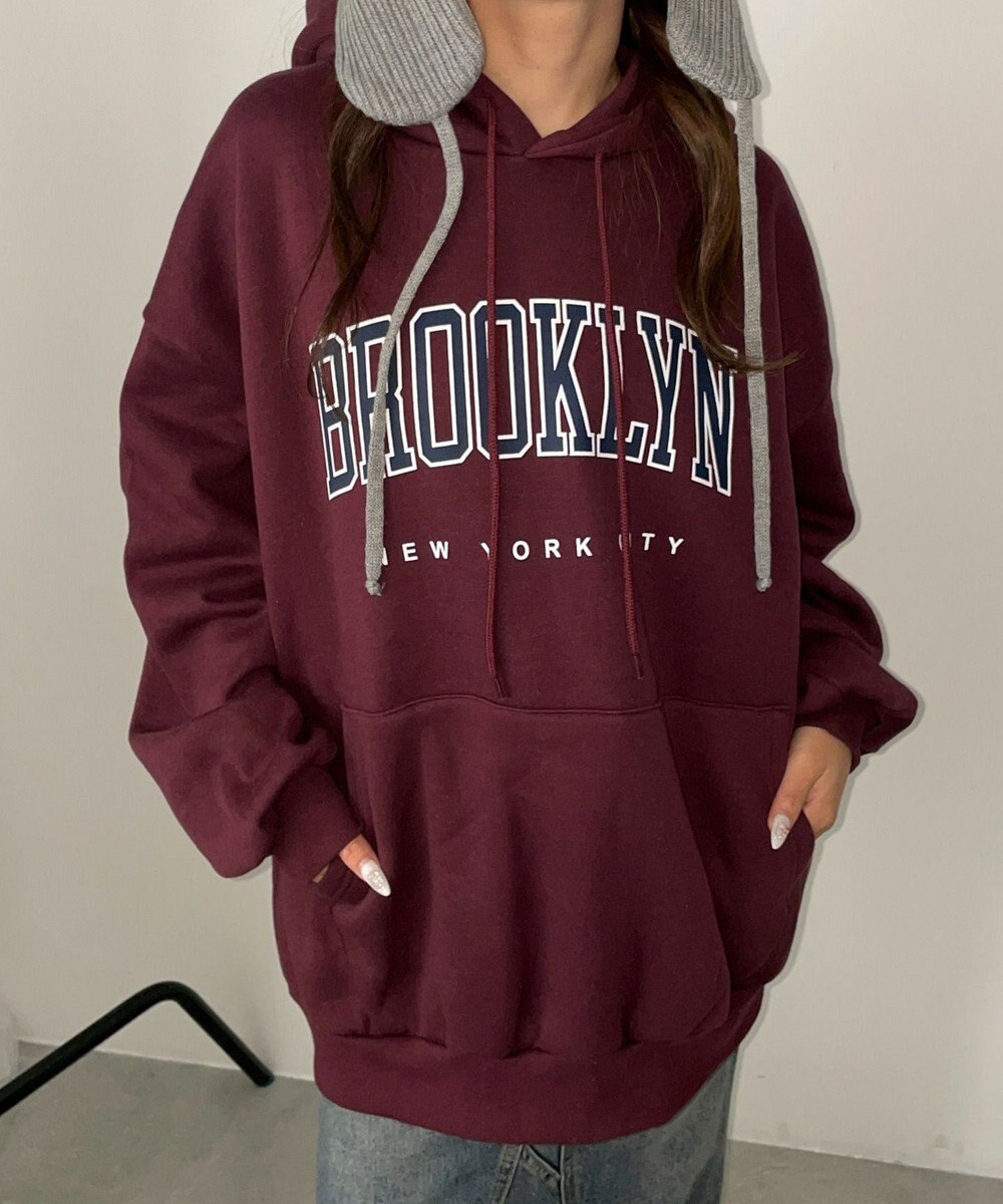WEGO 【裏起毛】BROOKLYNロゴビッグパーカー 