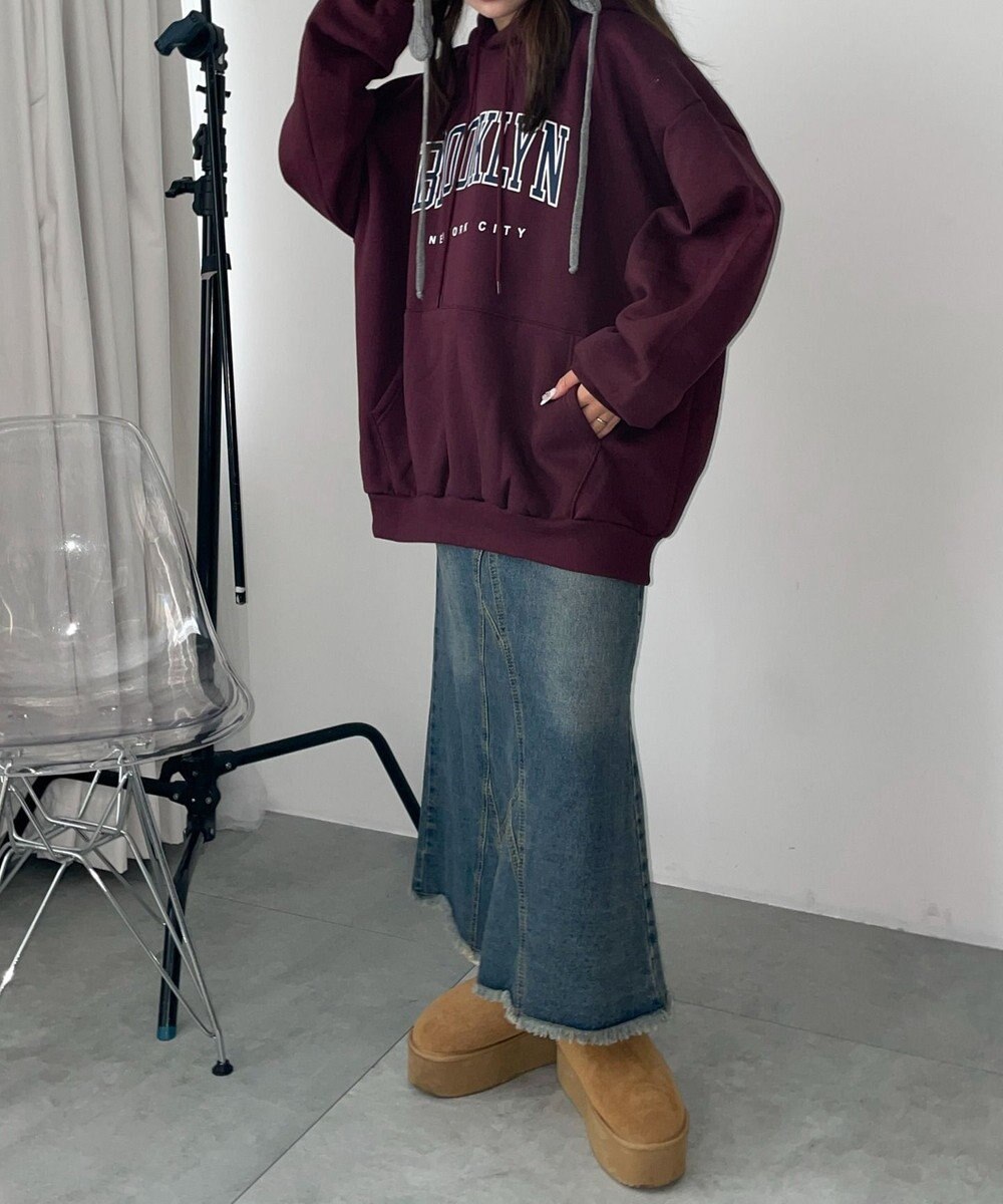 WEGO 【裏起毛】BROOKLYNロゴビッグパーカー 