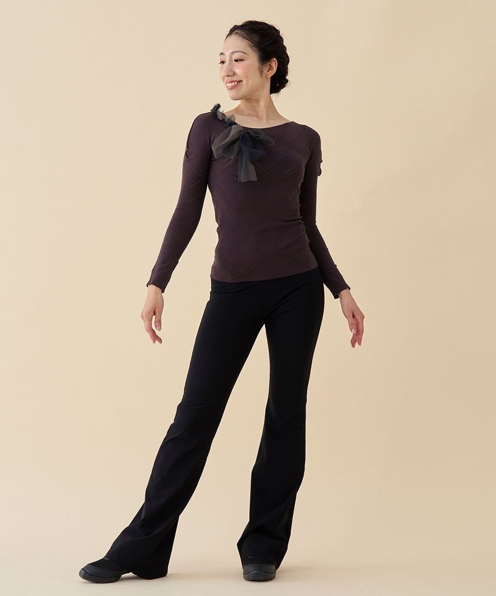 Chacott 【ノーソーイングニット】チュールリボンニットトップ 