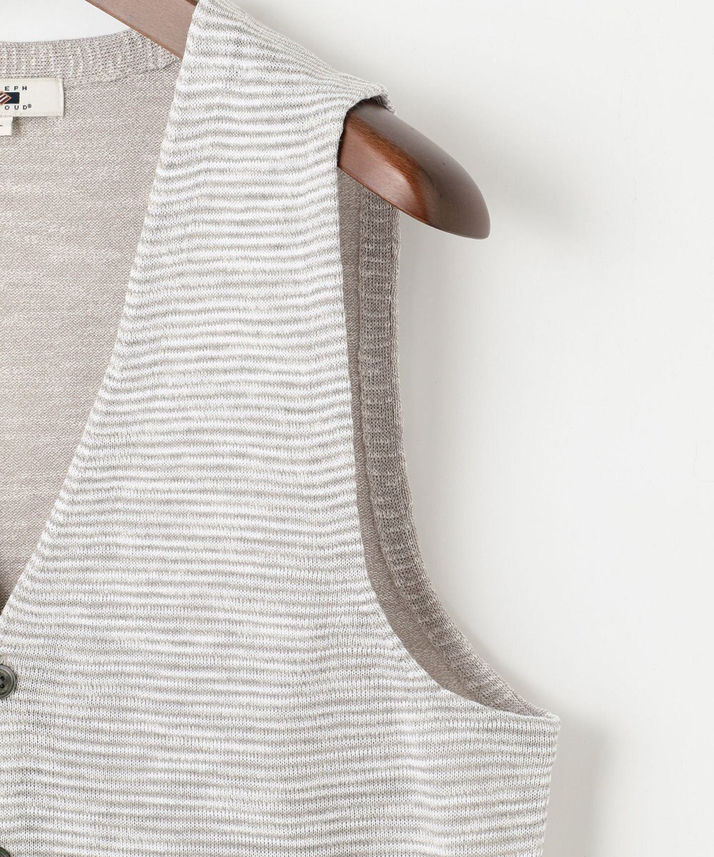 JOSEPH ABBOUD 【キングサイズ・軽い/洗える】スラブギマボーダーニットベスト 