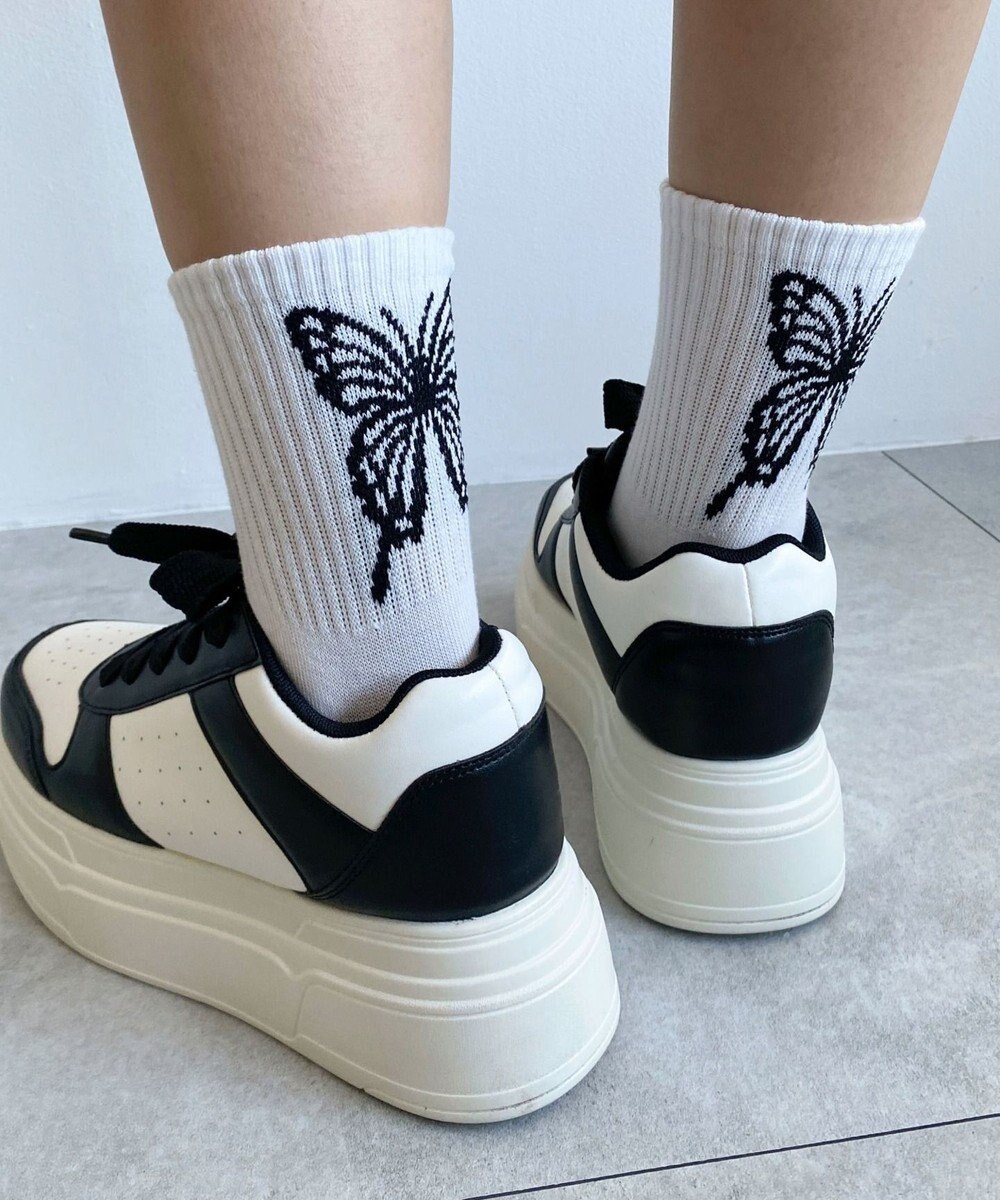 WEGO バックバタフライクルーソックス 