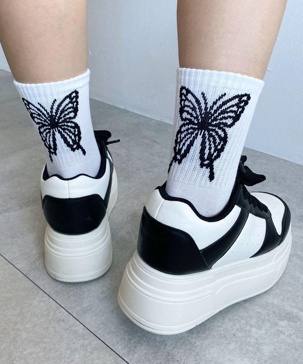 WEGO バックバタフライクルーソックス 