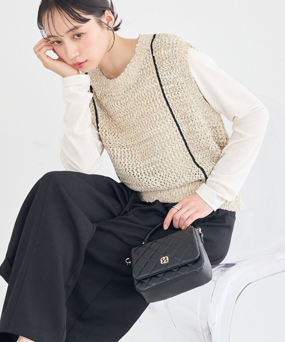 earth music&ecology 配色ラインＭＩＸニットベスト 