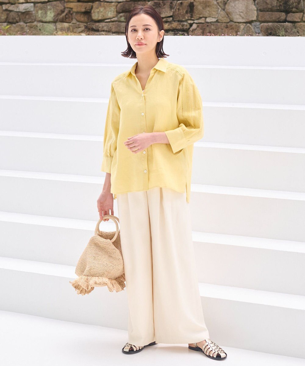 自由区 【XSサイズ～/洗える/セット可】キュプラリネンシャンタン ワイドパンツ 