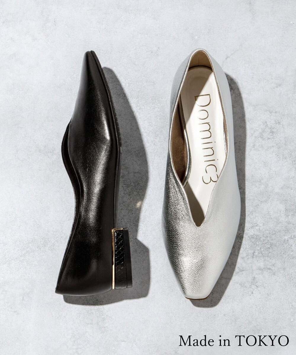 Dominic3 ヒールキャップ Vカットソフトパンプス 