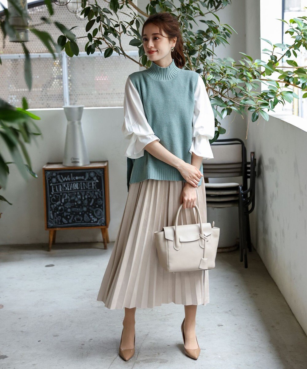 Tiaclasse L 【洗える】着回し自在のニットベスト＆フレア袖チュニックセット 