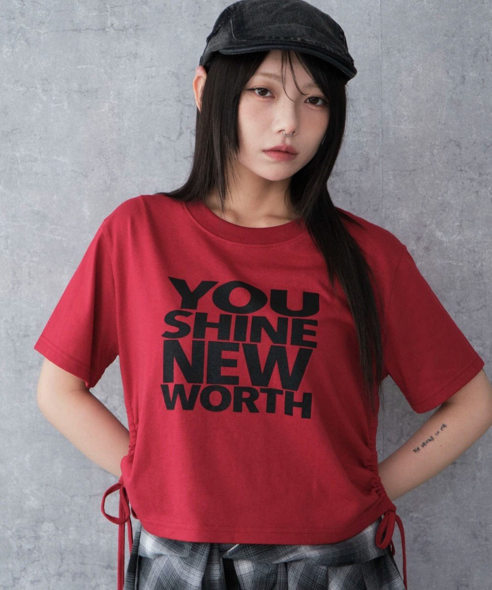 WEGO グラフィックショートサイドリボンドロストT 