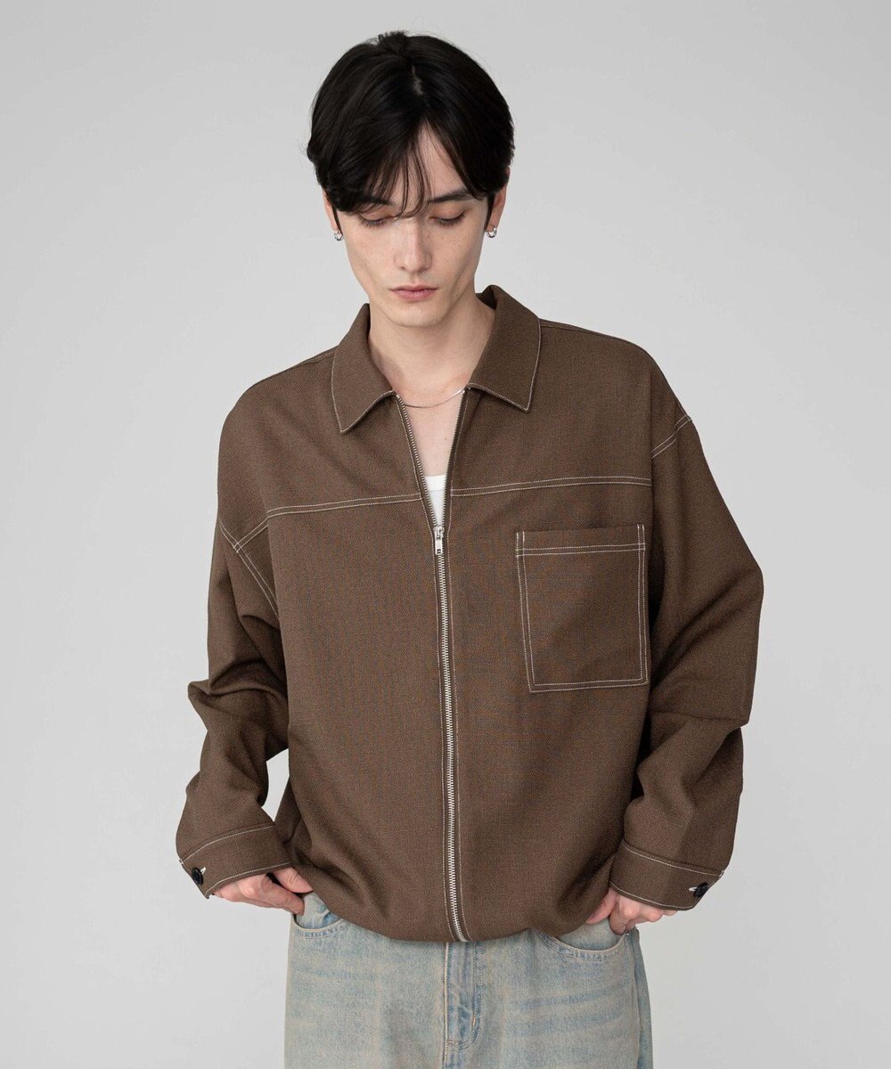 WEGO 【ユニセックス着用ITEM/MLサイズ展開】カラーステッチシャツジャケット 