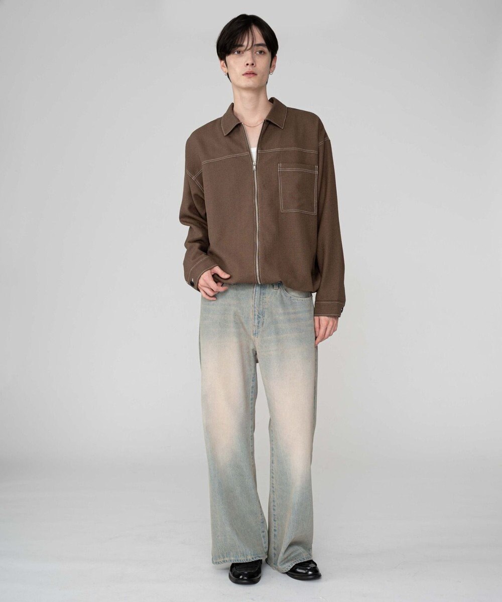 WEGO 【ユニセックス着用ITEM/MLサイズ展開】カラーステッチシャツジャケット 