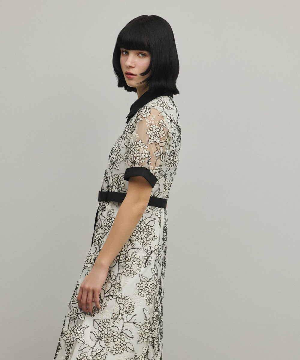 GRACE CONTINENTAL フラワーコード刺繍ワンピース 