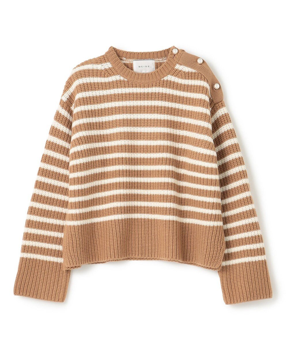 BEIGE， PONT NEUF/ ボーダーニットトップス 