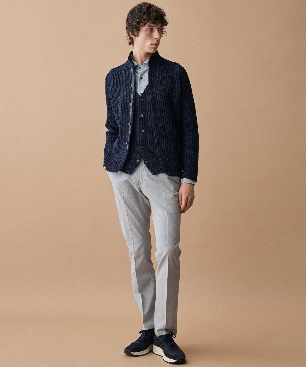 JOSEPH ABBOUD 【エコ素材和紙使用・日本素材】和紙杢メッシュクルーネック ニットジャケット 