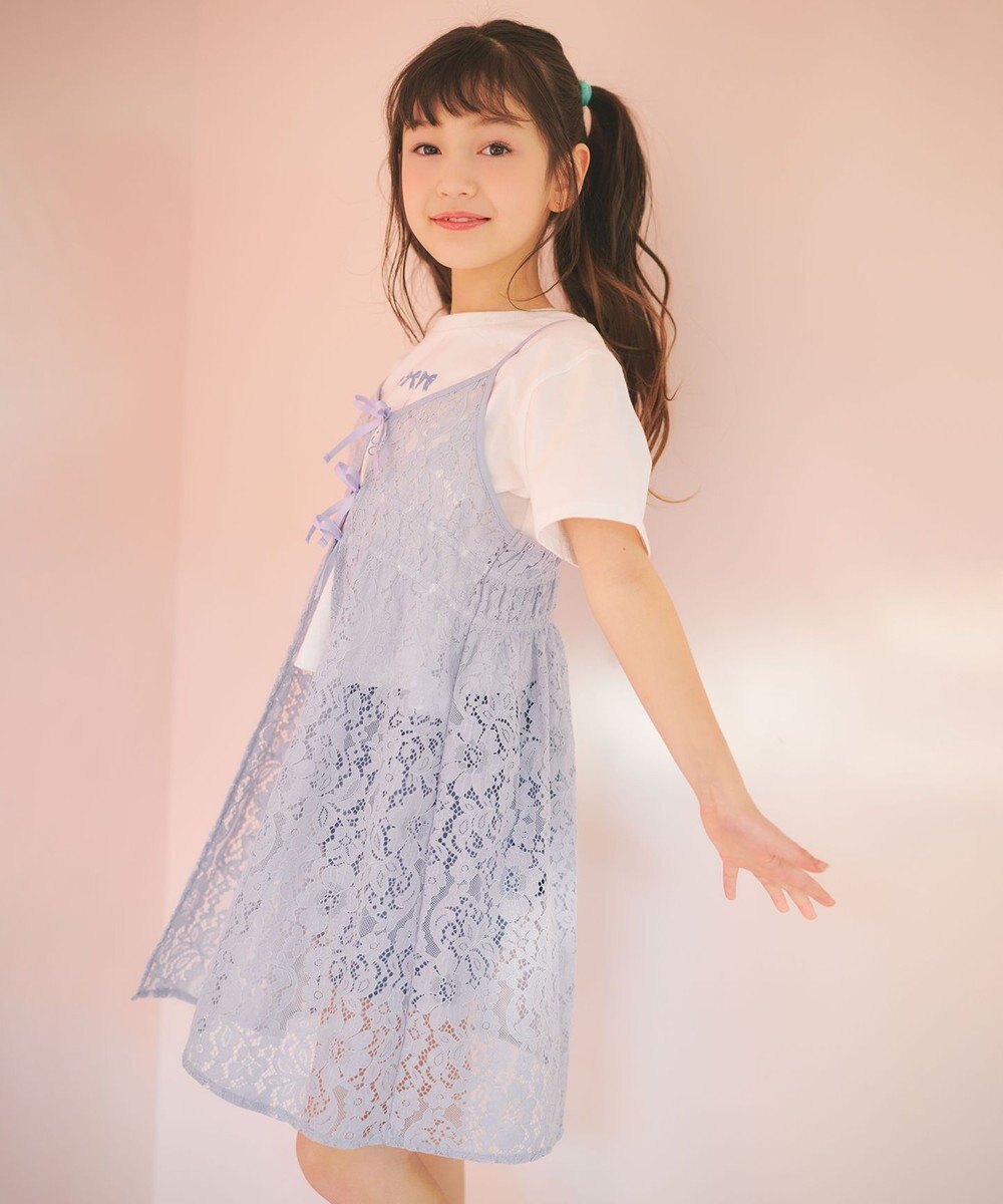 ANY KIDS 【2点セット】Tシャツ×レース キャミソールチュニック 