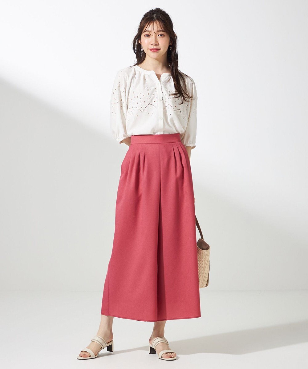 ANY SIS L 【接触冷感・UVカット・速乾】スムージーポリエステルタックフレア パンツ 