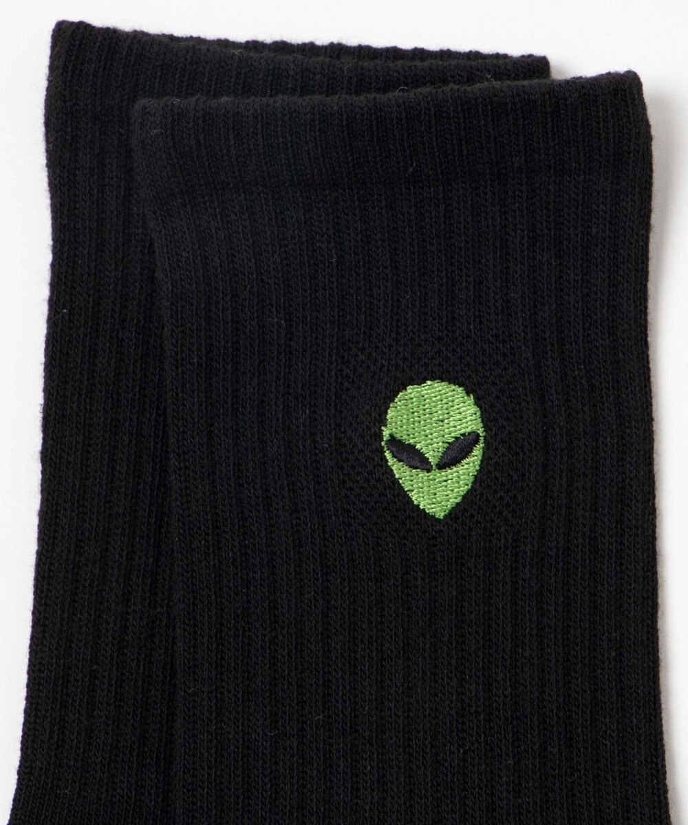 WEGO ワンポイント刺繍クルーソックス 