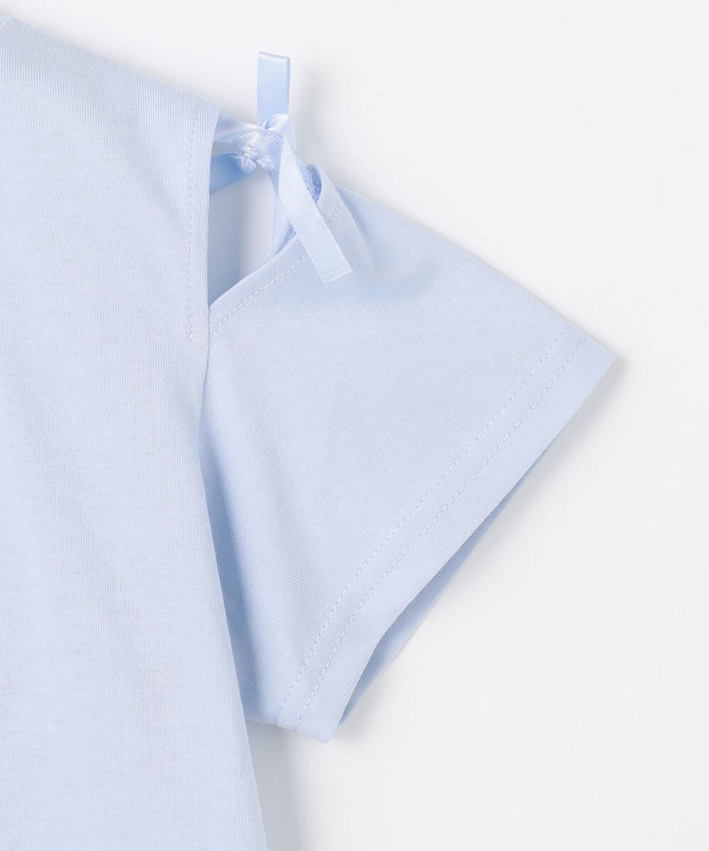 ANY KIDS 【洗濯機可能】肩あき ロゴ刺繍Tシャツ 