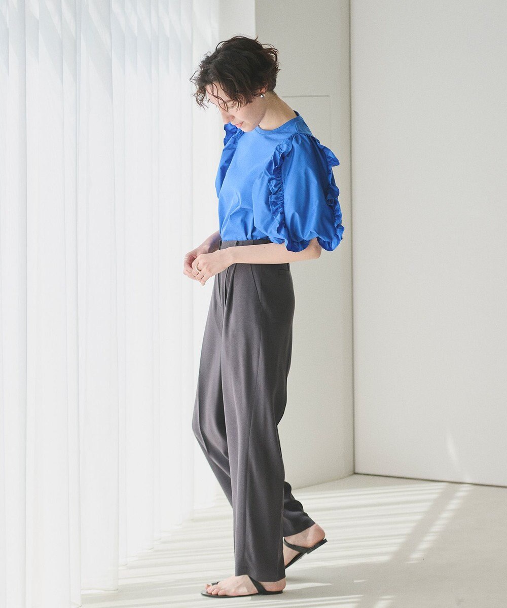 #Newans 【撥水・吸水速乾】コンビネーションフリルスリーブカットソー 