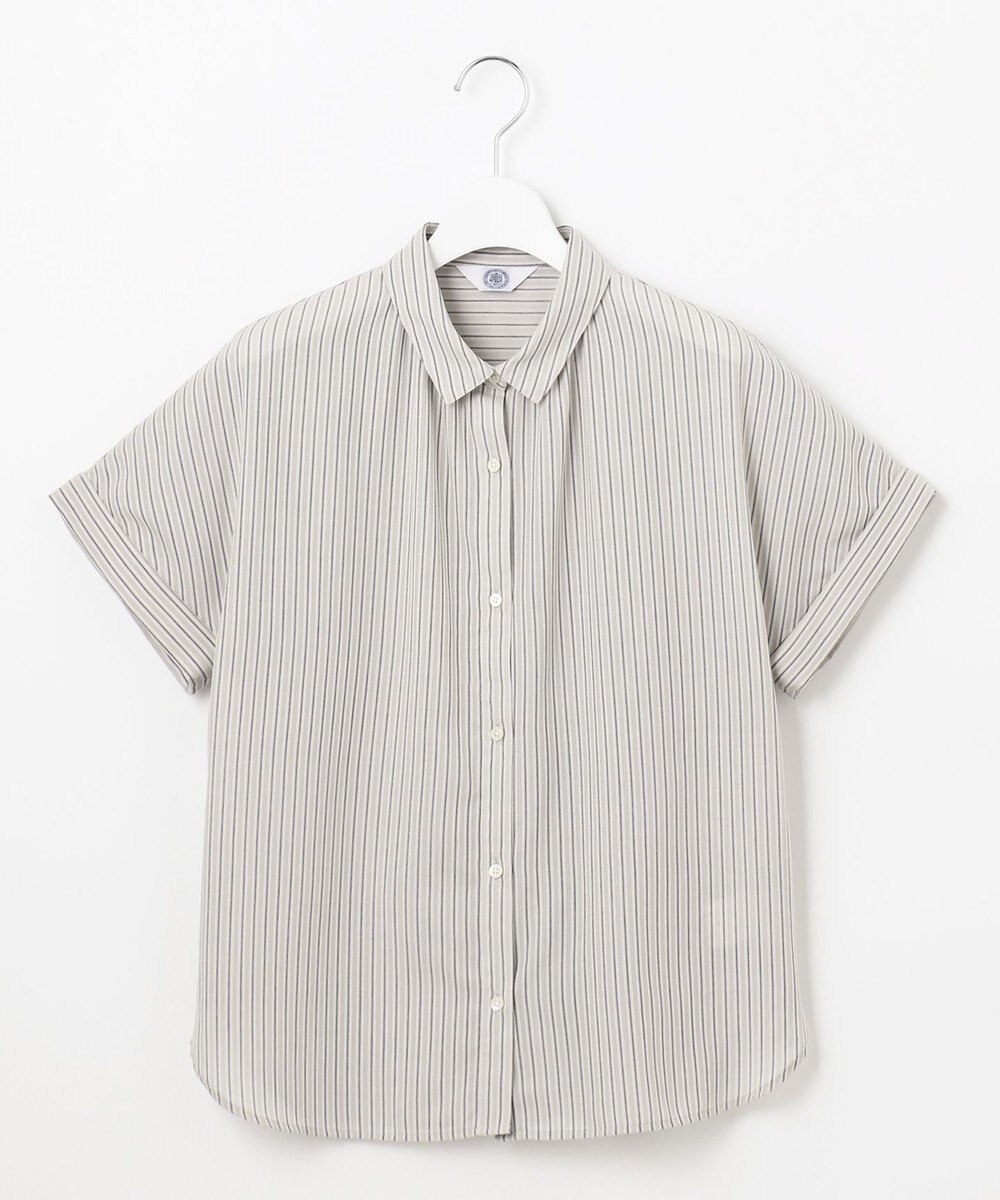 J.PRESS LADIES S 【洗える・接触冷感】ドビー強撚ストライプ シャツ ブラウス 