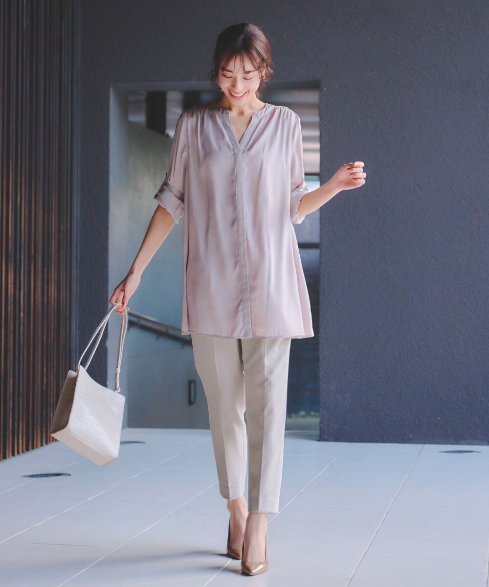 Tiaclasse 【小倉優子さん着用・ダブルクロス・洗える】テーパードパンツ 