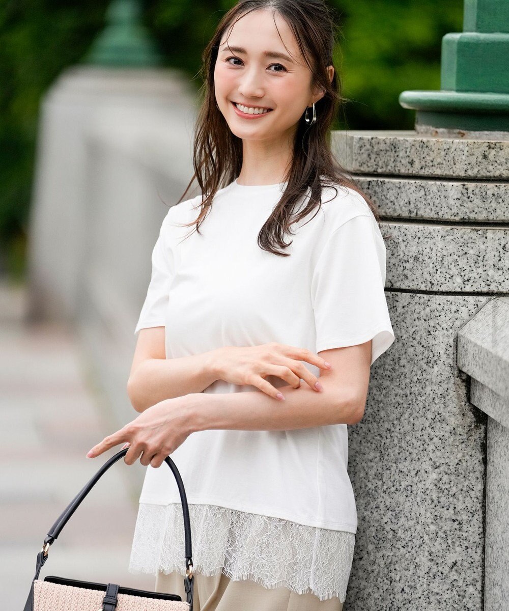 ANY SIS L 裾レース半袖Ｔシャツ 