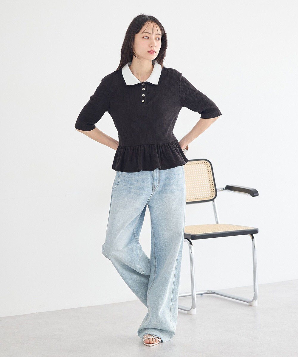 earth music&ecology ダブル衿ペプラムプルオーバー 