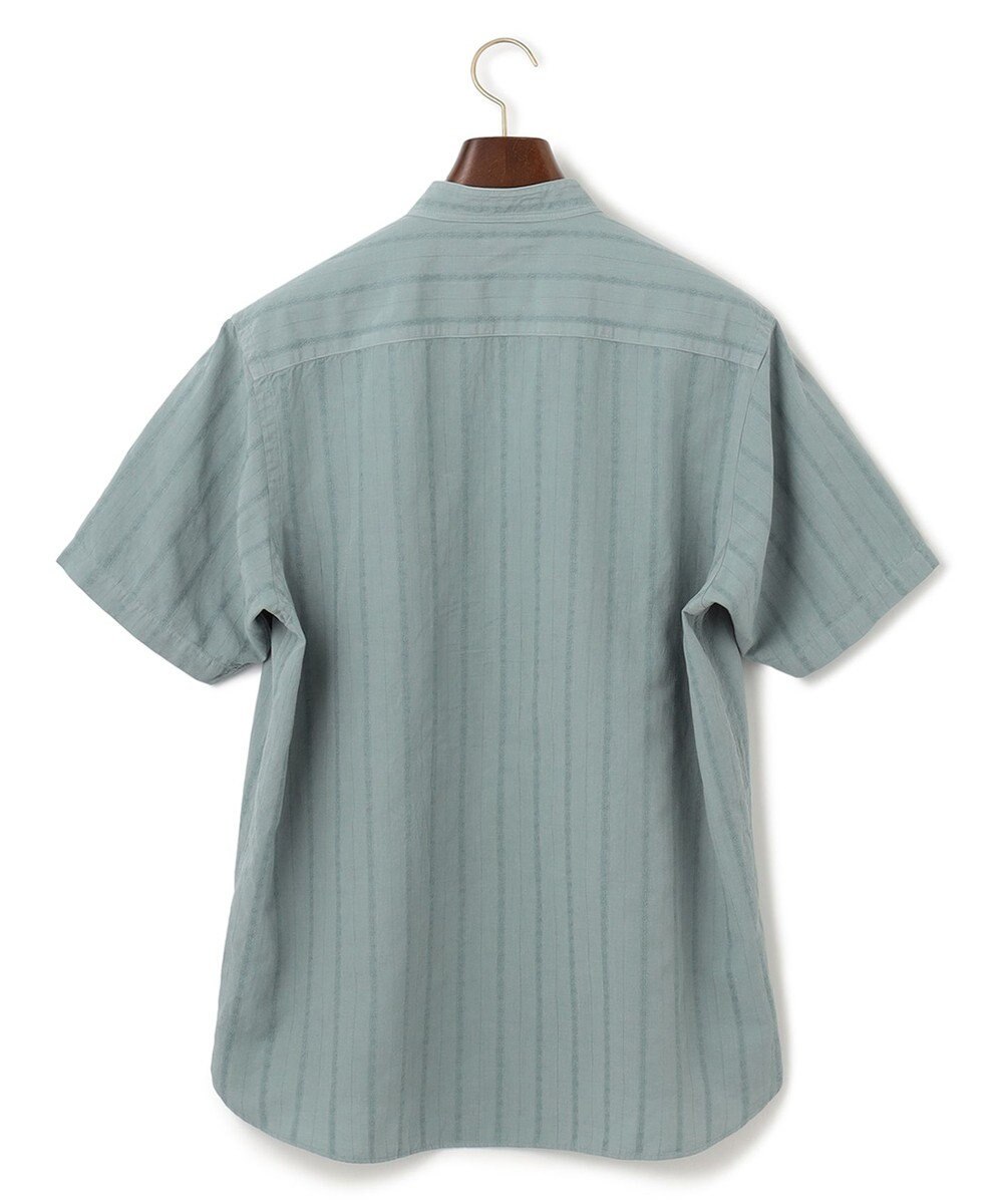 J.PRESS MEN 【HYBRID LINEN】ドビーストライプ バンドカラーラガーシャツ 