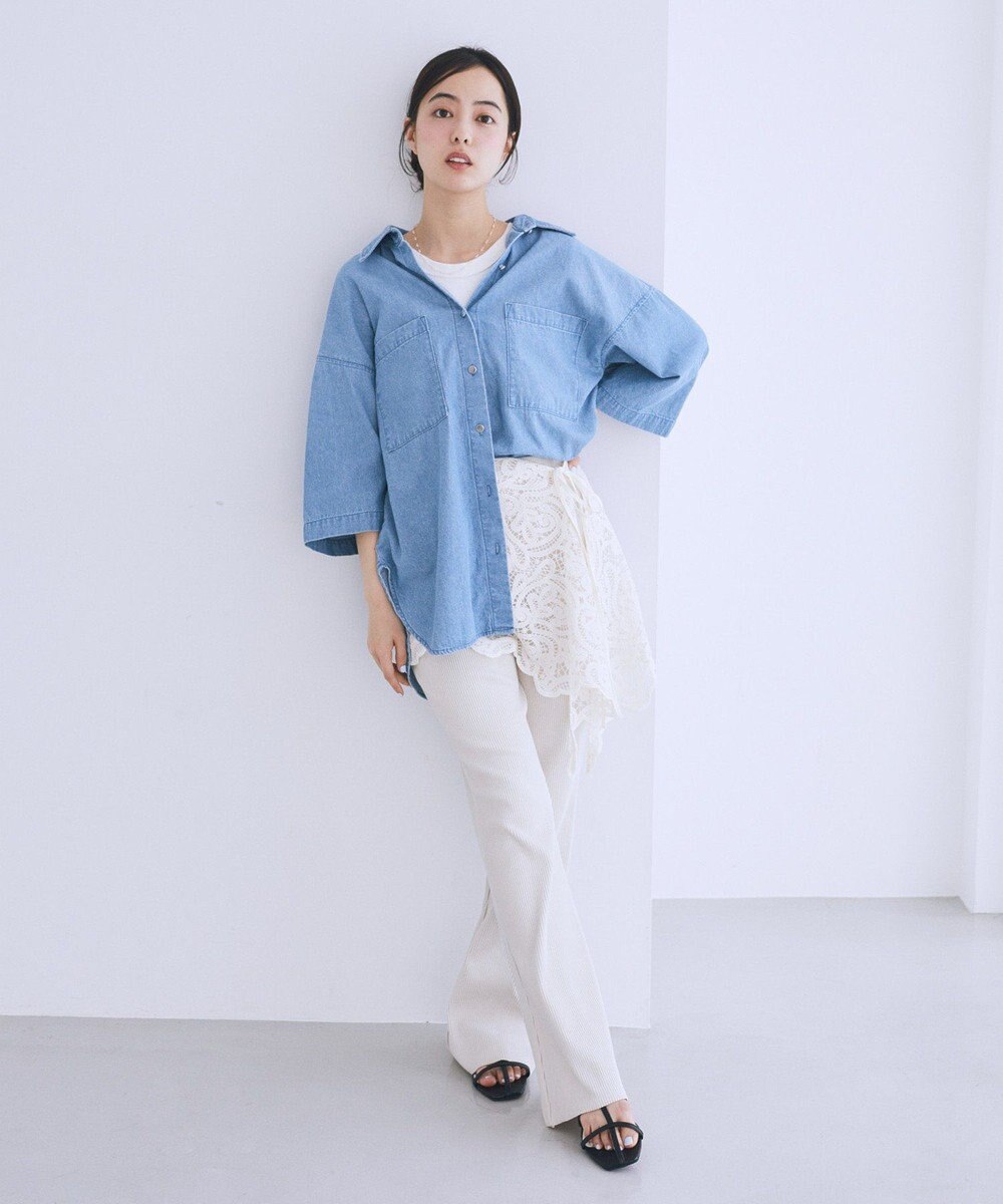 earth music&ecology 5分袖デニムシャツ 