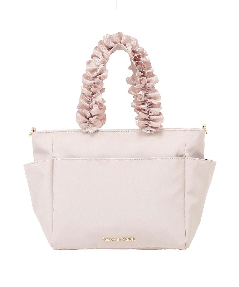 Maison de FLEUR 撥水加工フリルハンドル2Wayトートバッグ 
