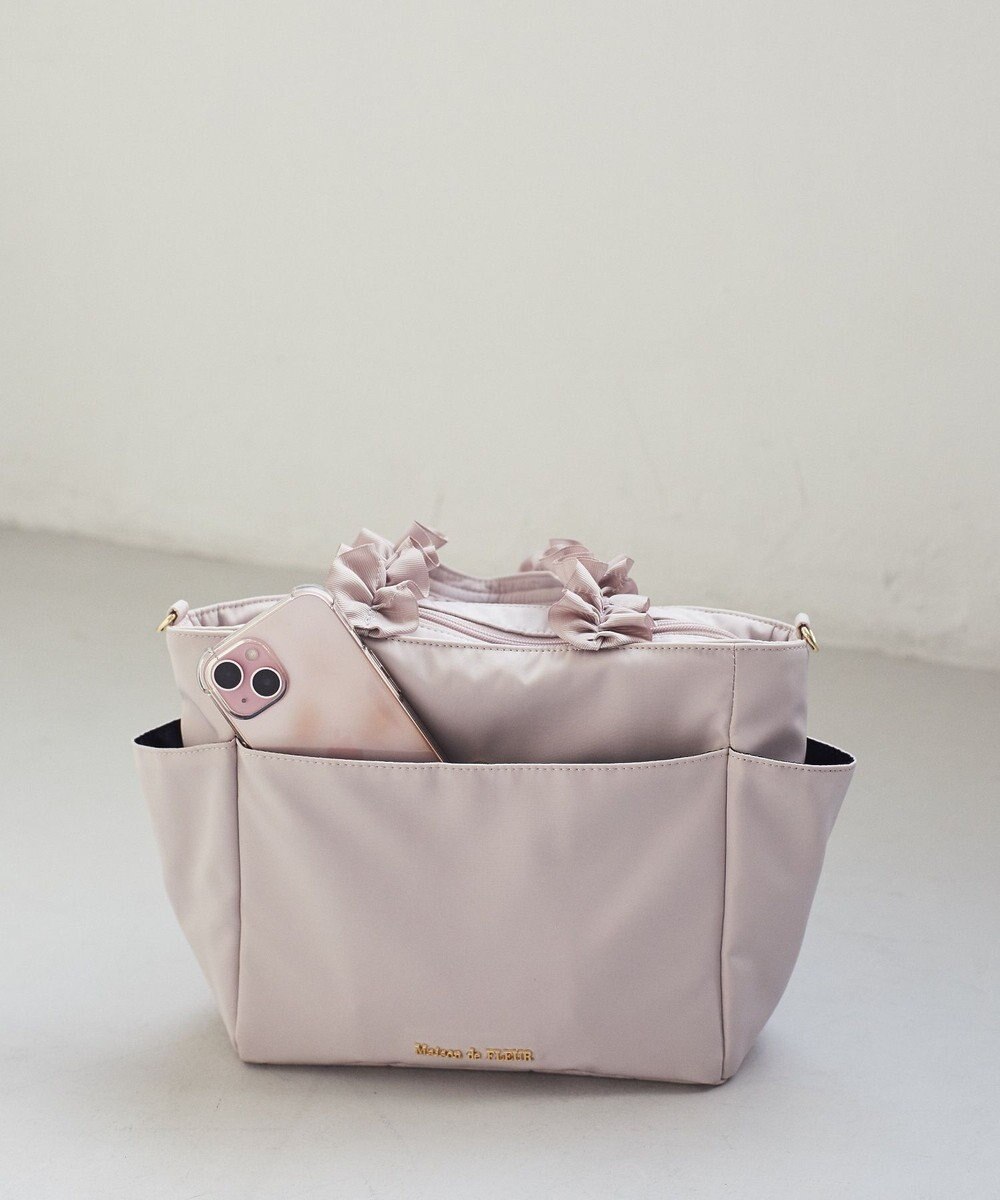 Maison de FLEUR 撥水加工フリルハンドル2Wayトートバッグ 