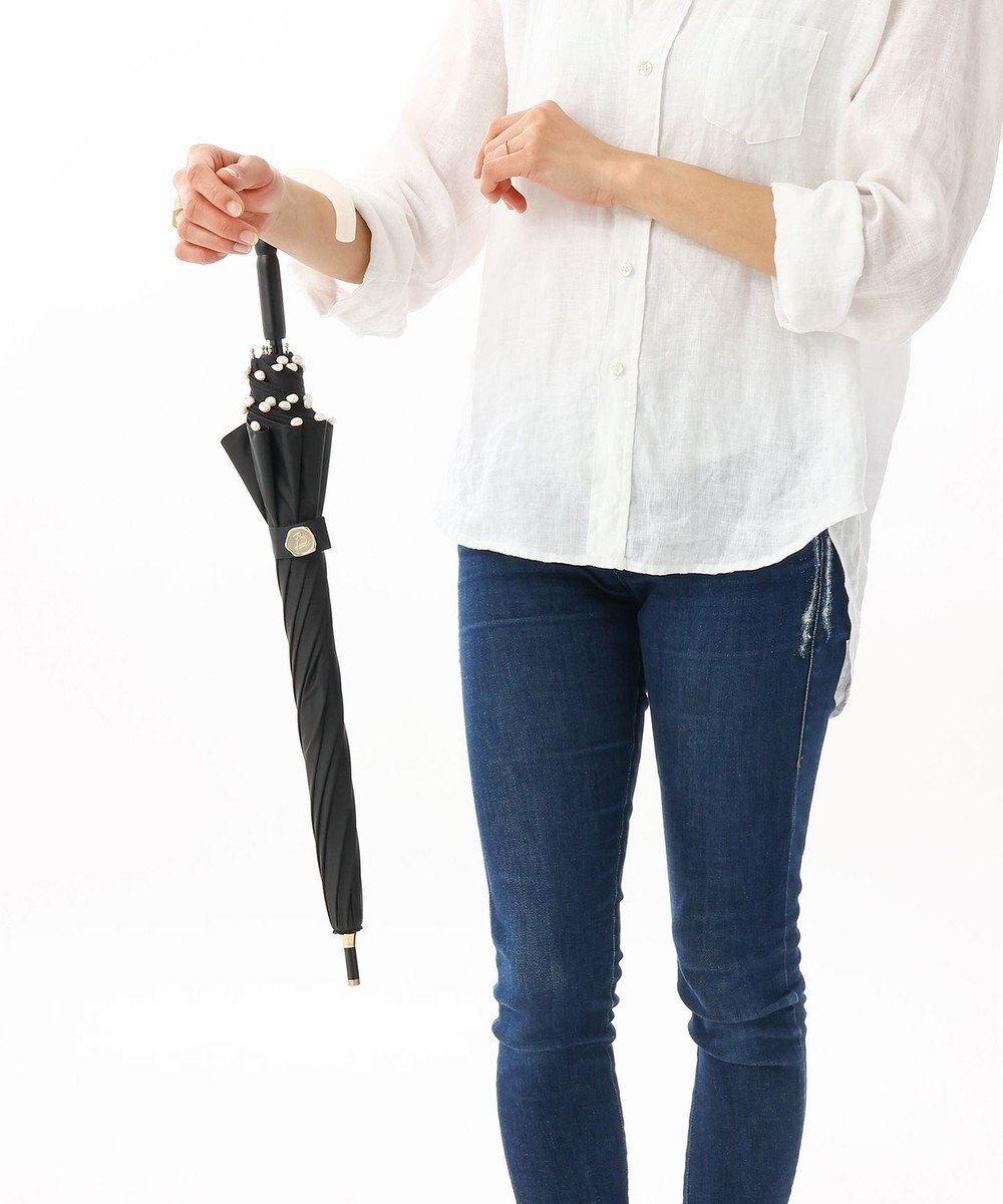 AURORA Beaurance ビューランス バロックパール付き晴雨兼用パラソル傘 (1段スライドショート傘) 日傘 