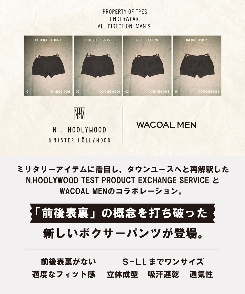 WACOAL MEN WACOAL MEN <N.HOOLYWOOD TPES>コラボ 【PANTS HOLIC】 ボクサーパンツ ワンサイズ(S-LL) 適度なフィット感 立体成型 前閉じ 下着 メンズ WT3624 /ワコールメン 