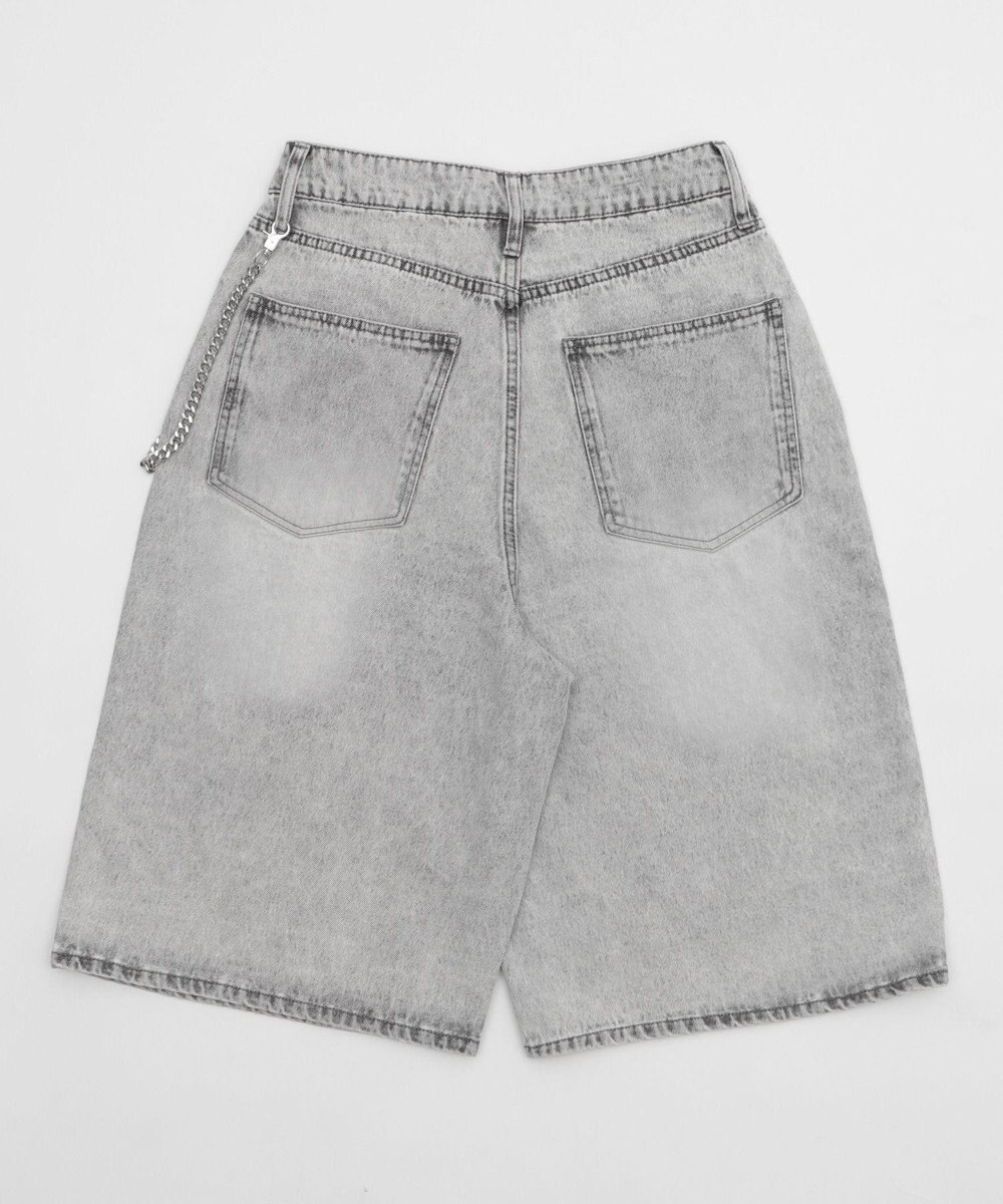 WEGO 【ユニセックス着用ITEM】チェーン付きスーパーバギーデニムショーツ 
