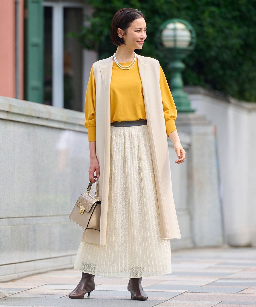 自由区 【洗える】クレープストレッチドルマンスリーブ7分袖 ニット 