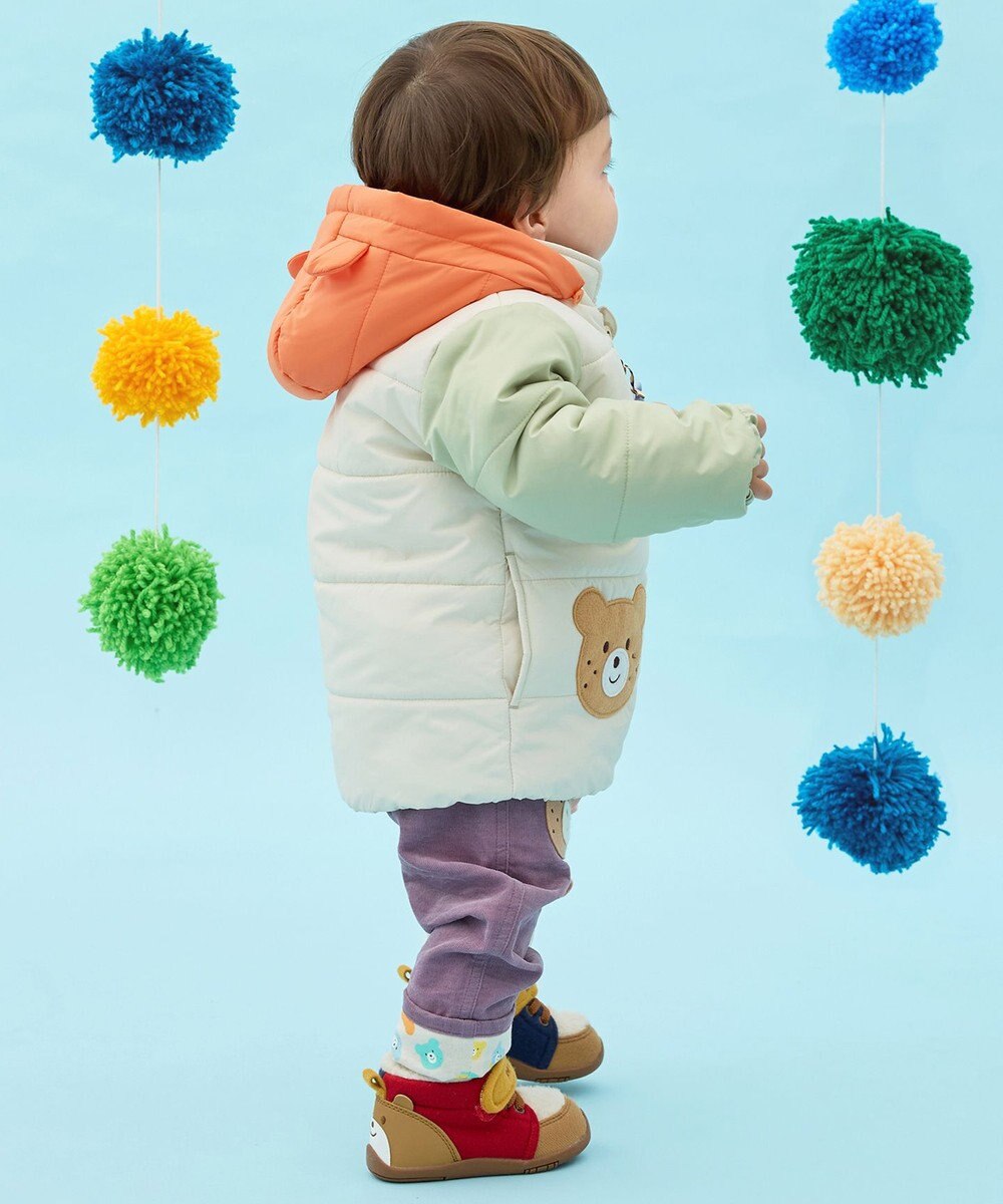 MIKI HOUSE HOT BISCUITS 【80-120cm】くまみみ付き 中綿ジャンパー 