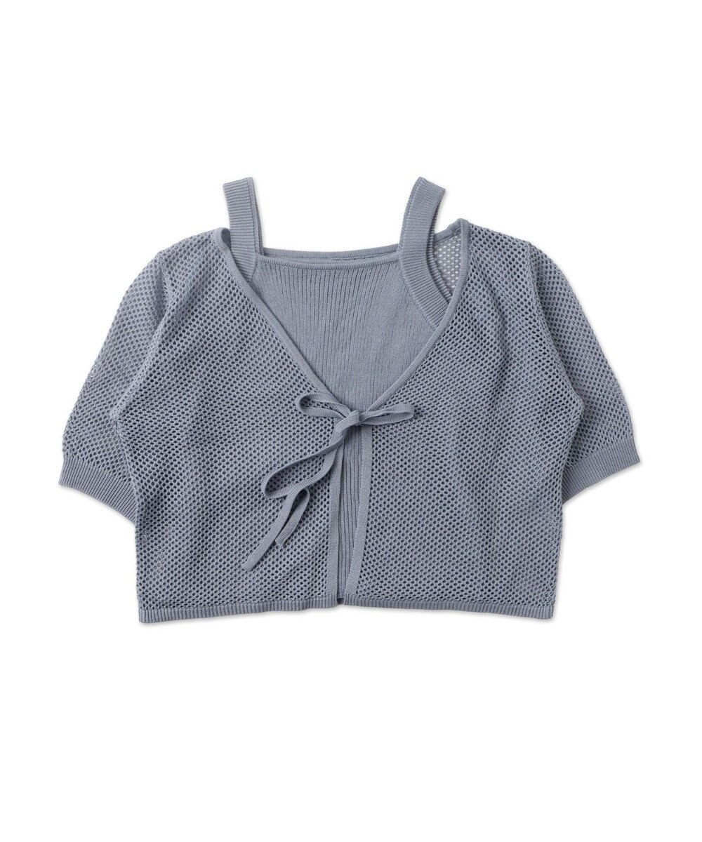 WEGO 【２点セット】半袖メッシュアンサンブルカーデ 