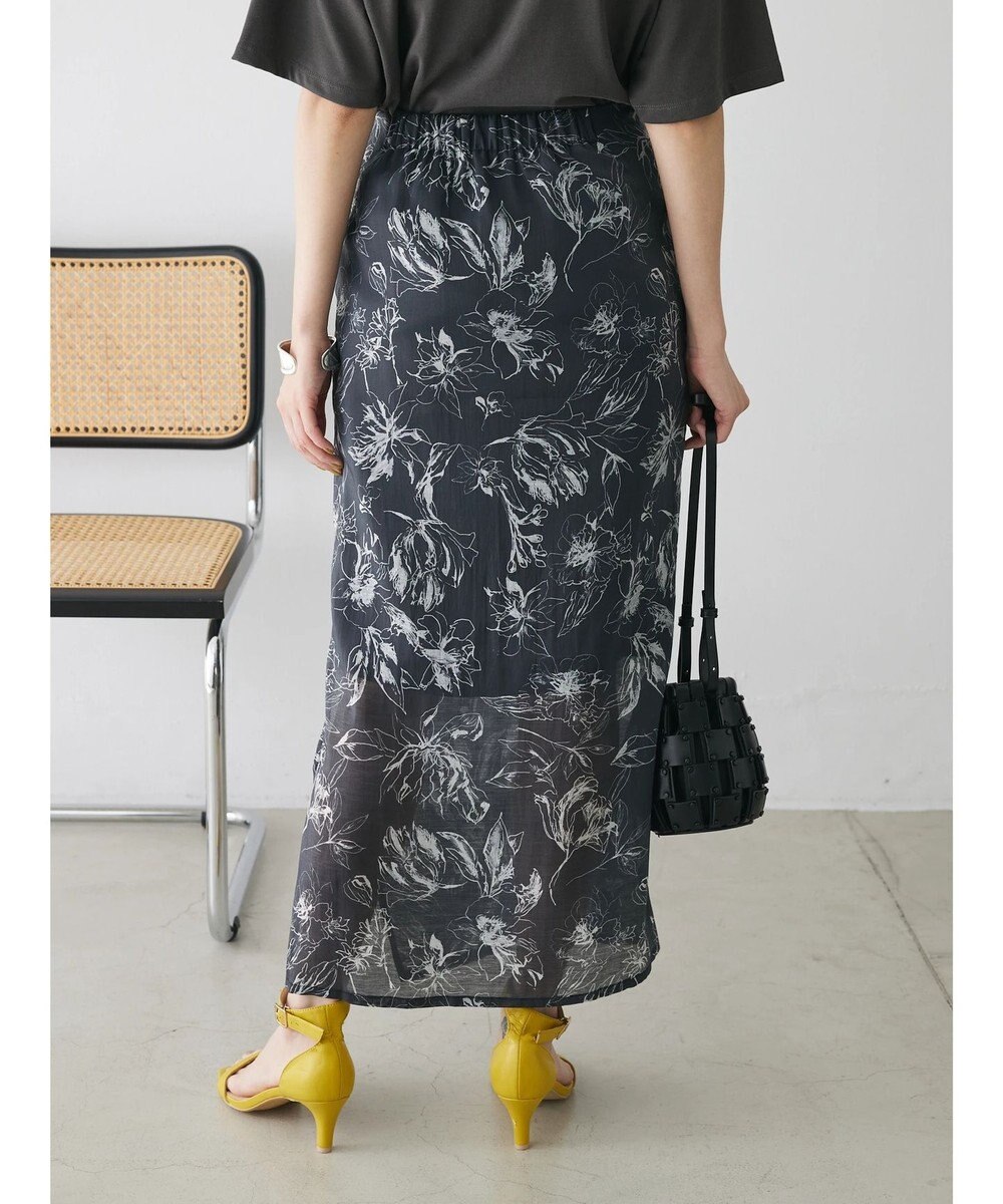 Green Parks モノトーンフラワータイトスカート 