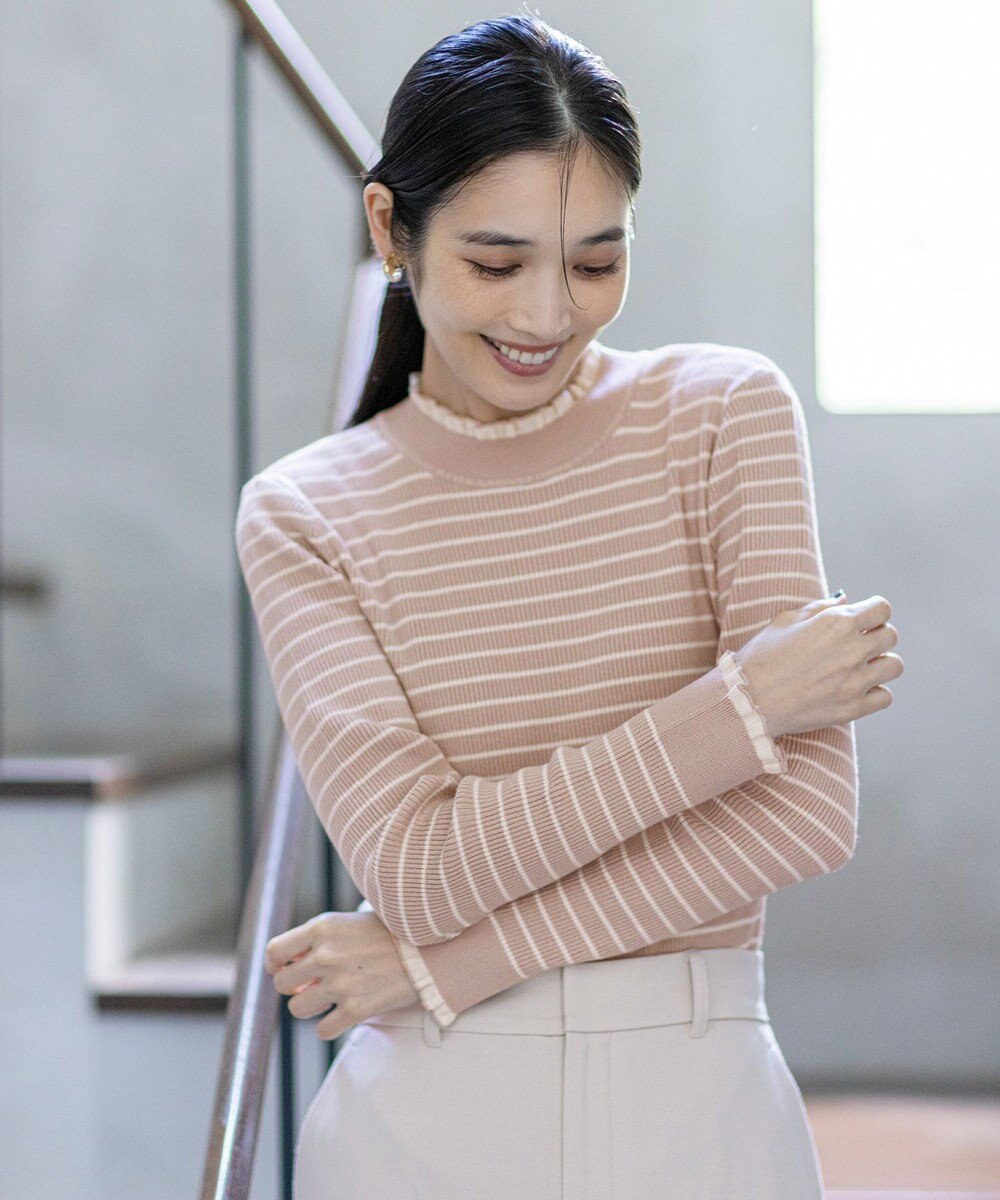 ANY SIS CICA加工 フリルネック プルオーバー 