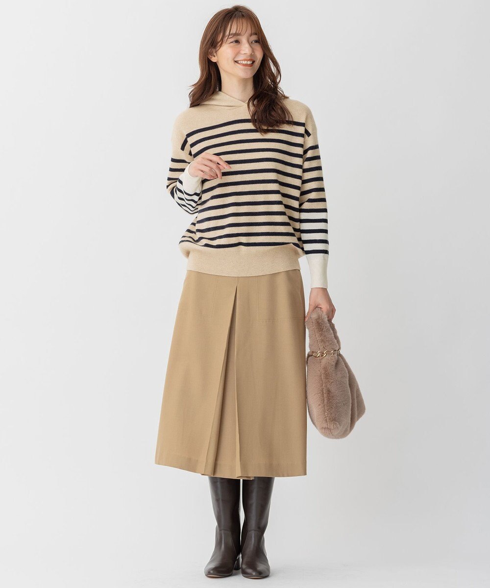 自由区 【洗える】ピュアカシミヤミルド フーディーニット 