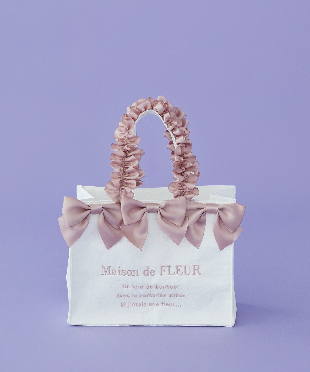 Maison de FLEUR ジャカードリボンフリルスクエアトートSバッグ 