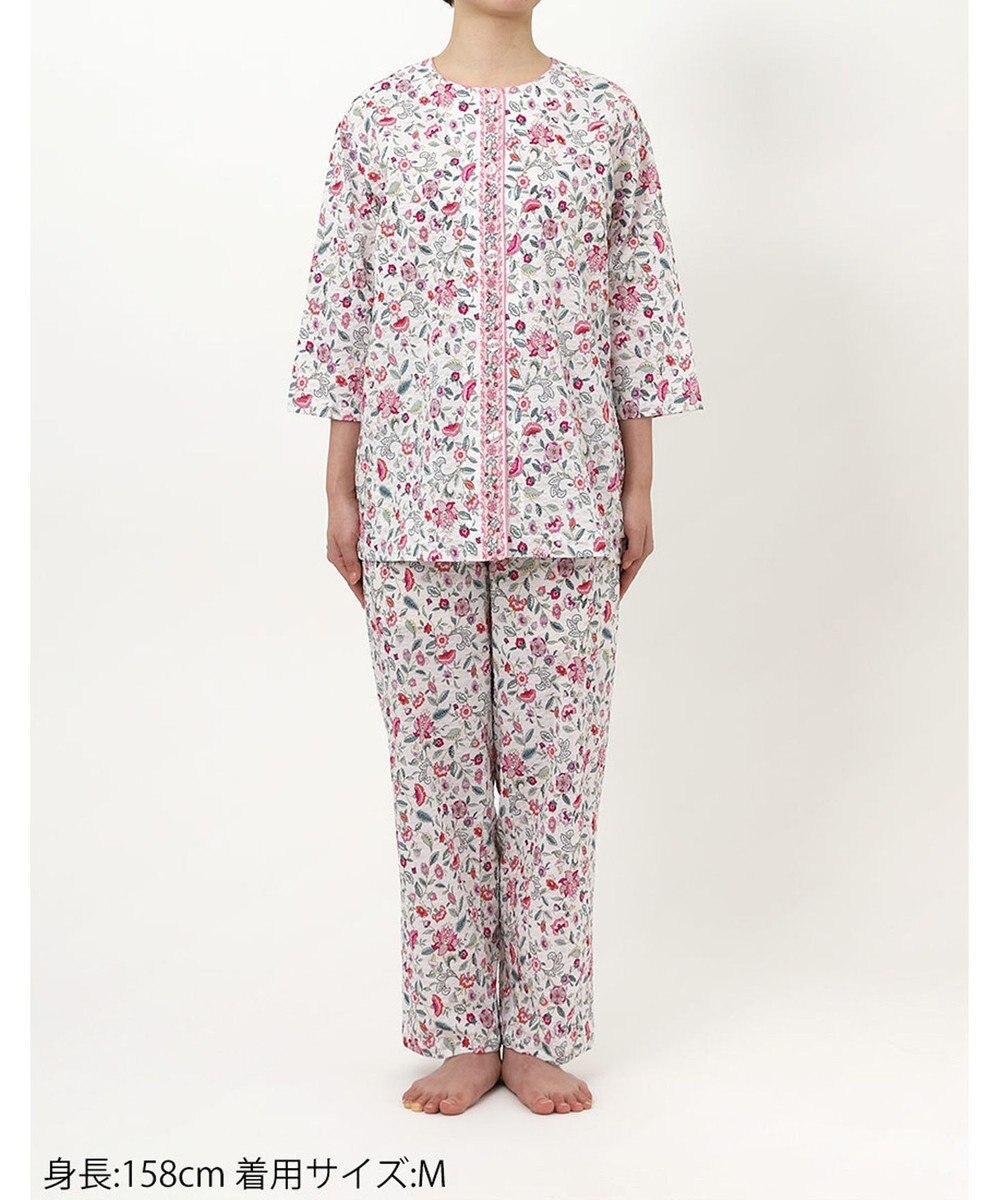 WACOAL ワコール_リラックス＆スリープ パジャマ 7分袖 長袖 長ズボン 綿100%(本体) ミントン レディース NDT255 /ワコール 