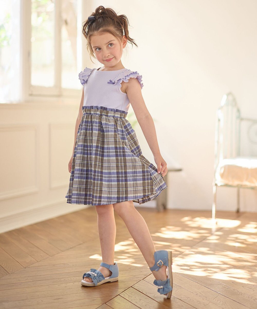 ANY KIDS ドッキング チェック柄 ワンピース 