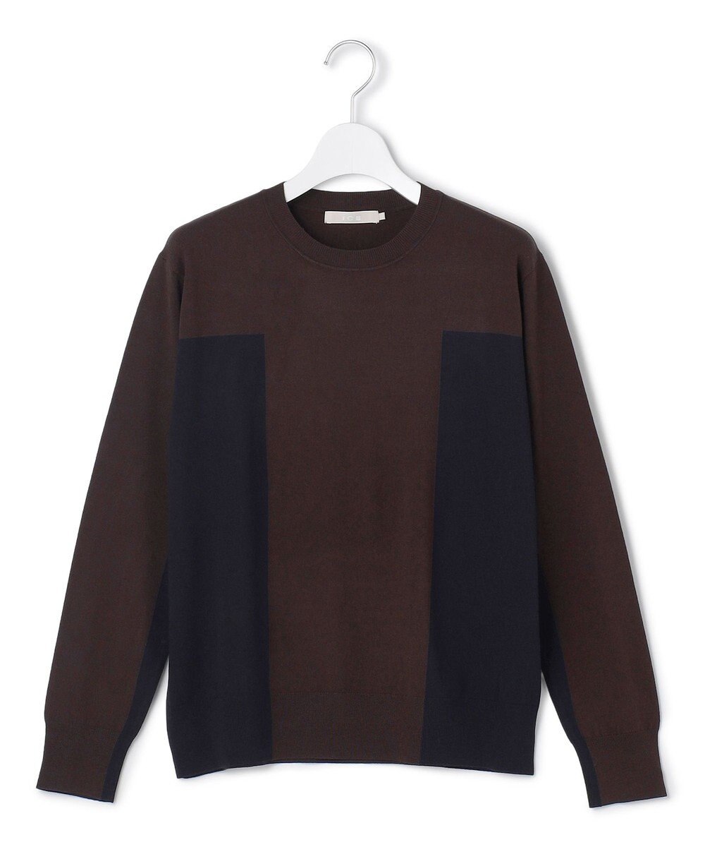 ICB 【洗える】マットヴィスコースポリエステル ブロッキングニット 