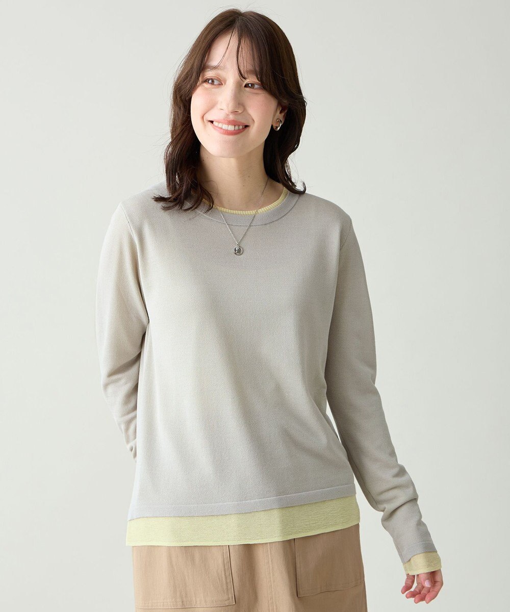 ANY カラーレイヤードニットTシャツ 