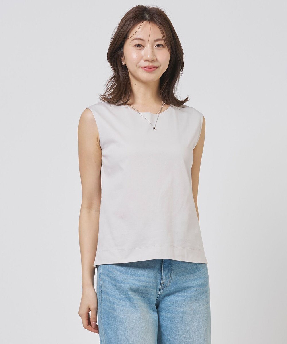J.PRESS LADIES S スムースジャージー ノースリーブ カットソー 
