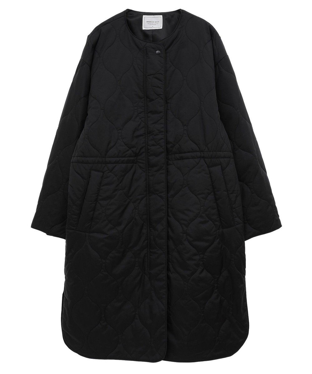 AMERICAN HOLIC 軽ポカノーカラーキルティングロングコート 