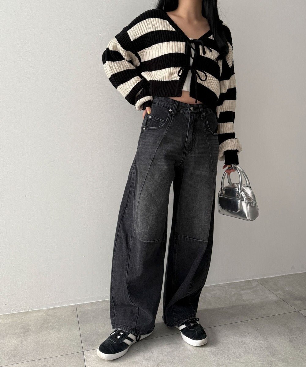 WEGO カーブラインバレルレッグデニムパンツ 