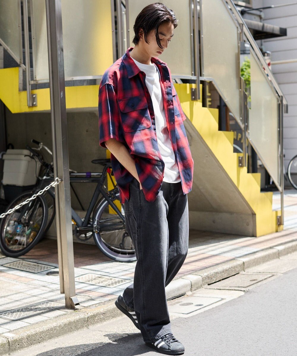 WEGO 【ユニセックス着用ITEM/SMLサイズ展開】オンブレチェックシャツ（SS） 