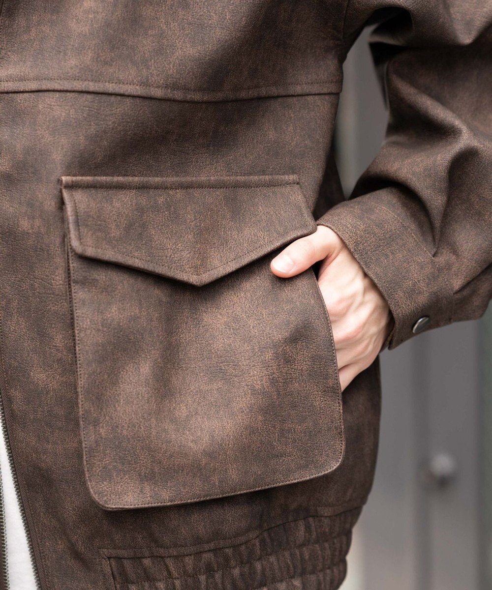 WEGO 【25年秋冬新作/ユニセックス着用ITEM/SMLサイズ展開】PUダブルZIPフライトブルゾン 