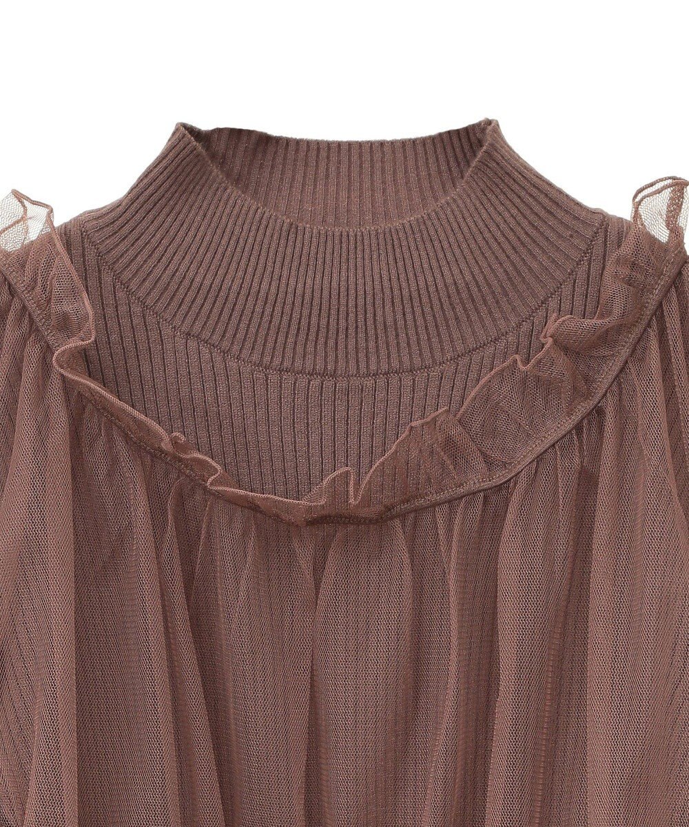 earth music&ecology ＳＥＴ２点リブニットインナー＋チュールプルオーバー 